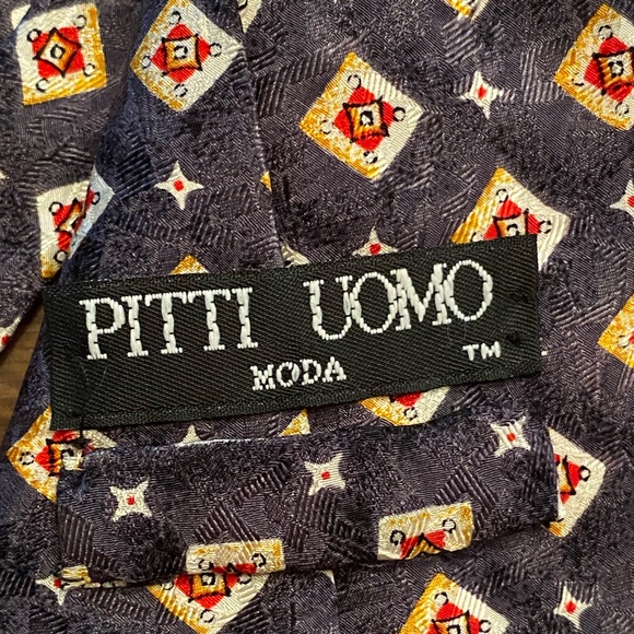 Putti Uomo 100% Silk Tie Gold & Gray & Red EUC - Picture 2 of 8